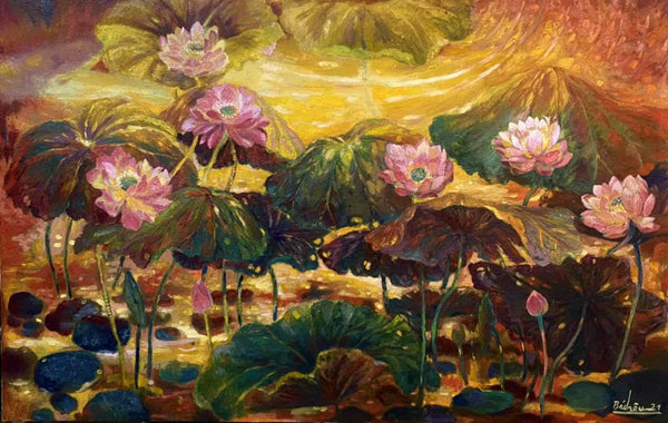 Tranh sơn dầu nghệ thuật của họa sĩ Nguyễn Bảo Châu "Sau ánh mặt trời"