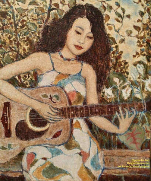 "Girl with a guitar" by Vietnamese artist Nguyen Le Anh