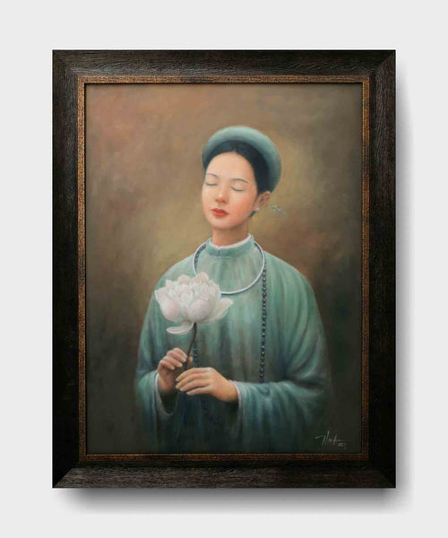 Tranh chân dung nghệ thuật của họa sĩ Nguyễn Đức Thành "Hương bạch liên"