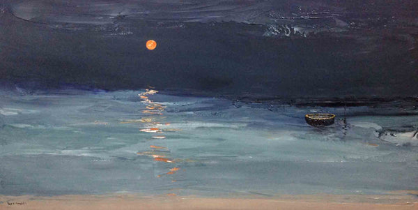 Tranh sơn dầu vẽ phong cảnh biển của họa sĩ Nguyễn Văn Tùng "Đêm trăng"