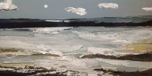 Tranh sơn dầu vẽ phong cảnh biển của họa sĩ Nguyễn Văn Tùng "Những áng mây trôi"