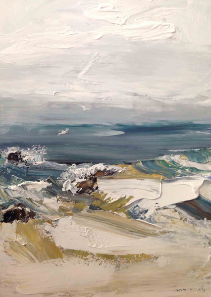 Tranh sơn dầu vẽ phong cảnh biển của họa sĩ Nguyễn Văn Tùng "Vùng trời bình yên"