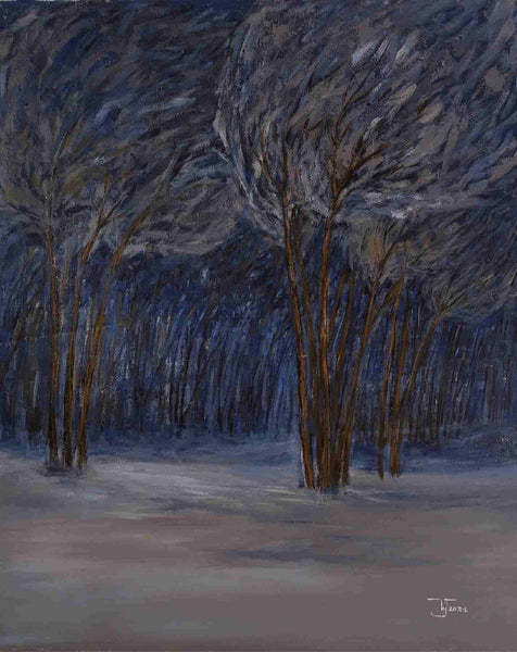 Tranh sơn dầu vẽ phong cảnh của họa sĩ Phan Thủy "Trời đêm trở gió"