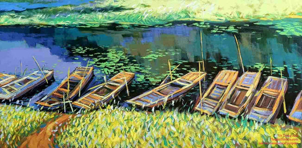 Hometown oil painting "Van Long marsh" by painter Vu Trong Anh