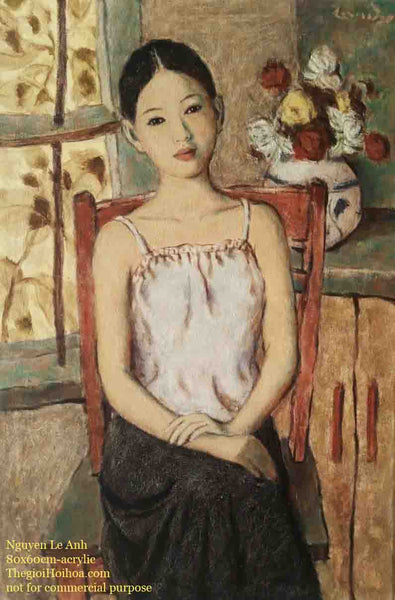 Nguyen Le Anh's paintings often depict gentle and elegant young women.