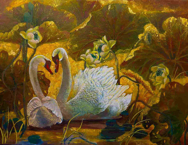 Tranh sơn mài nghệ thuật của họa sĩ Nguyễn Bảo Châu - "Giấc mơ tình yêu"