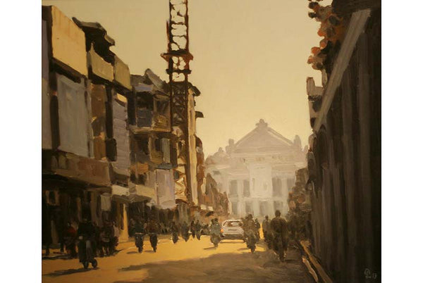 Tranh vẽ phố "Ngày mới", họa sĩ Phạm Luận