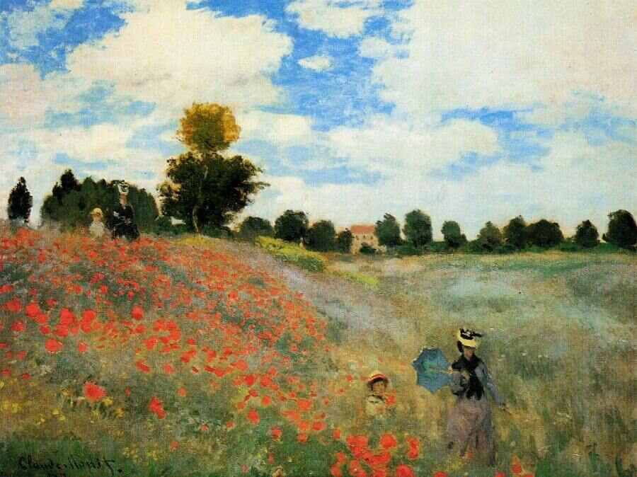 Bức tranh phong cảnh sơn dầu "Wild Poppies" của Claude Monet
