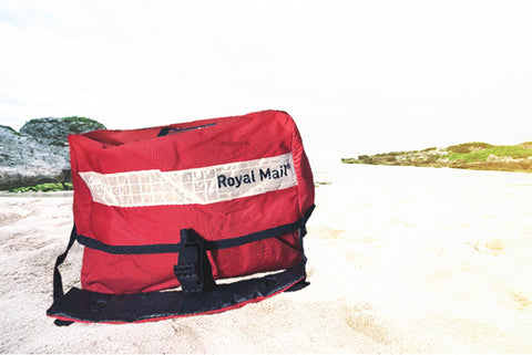 Royal mail bag on the beach