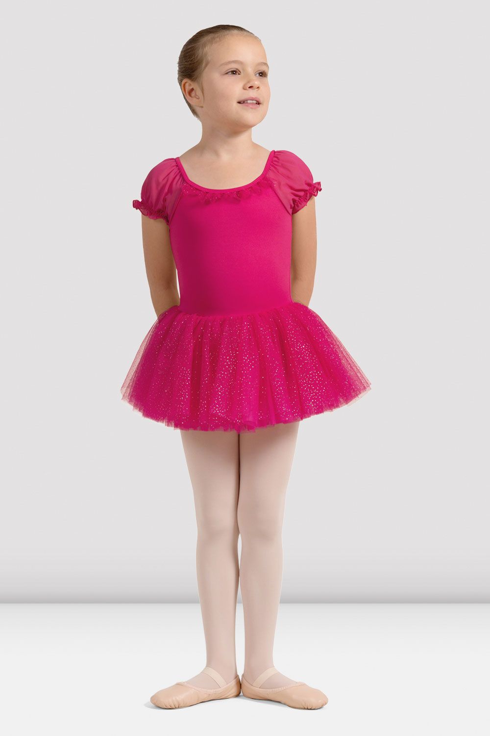 BLOCH Girls Mirella Miami Cap Sleeve Tutu Dress, Hot Pink