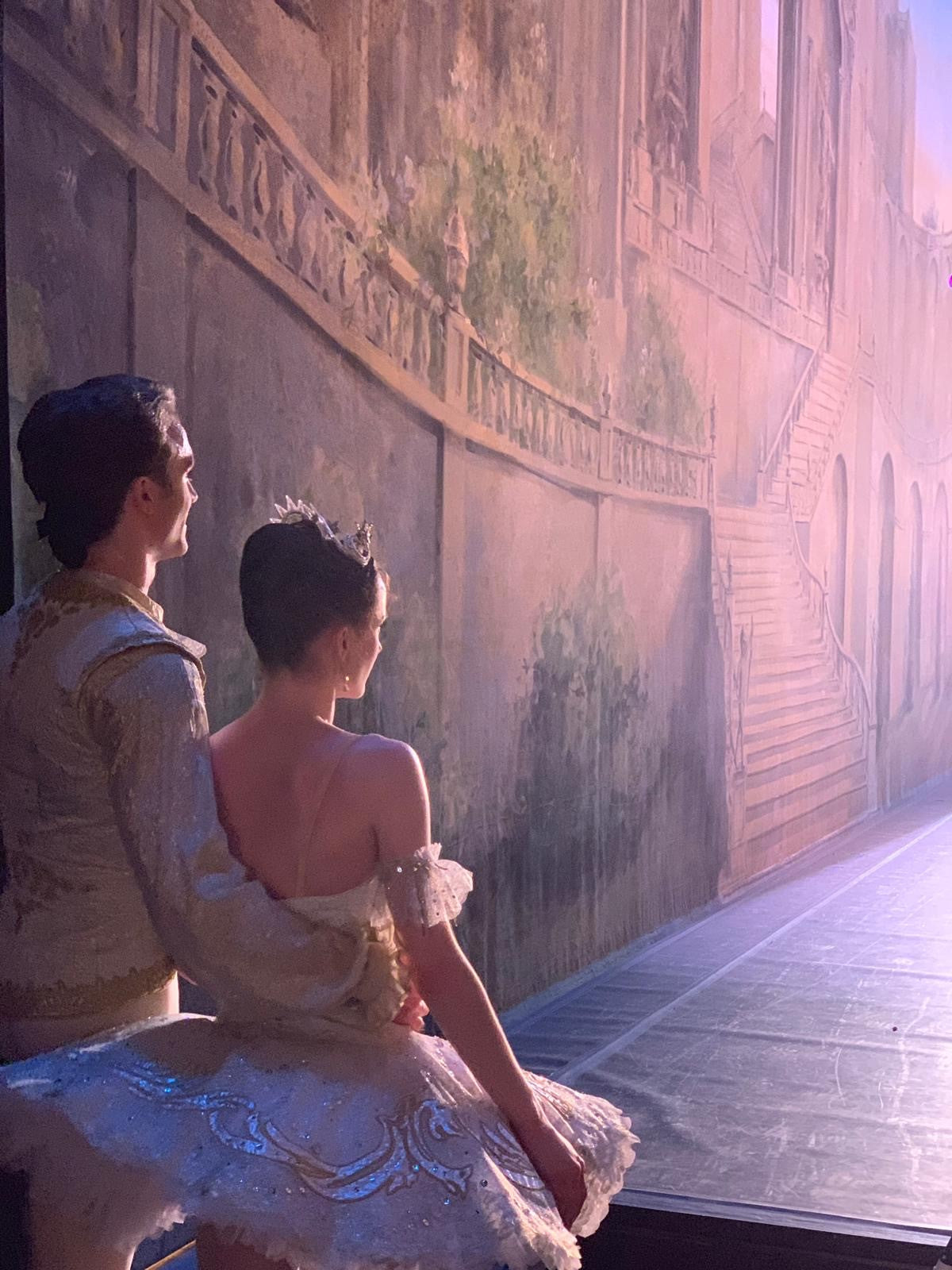Ballet dancer Anna Rose O'Sullivan waiting in the wings with her partner Matthew Ball to go on stage and perform her debut show