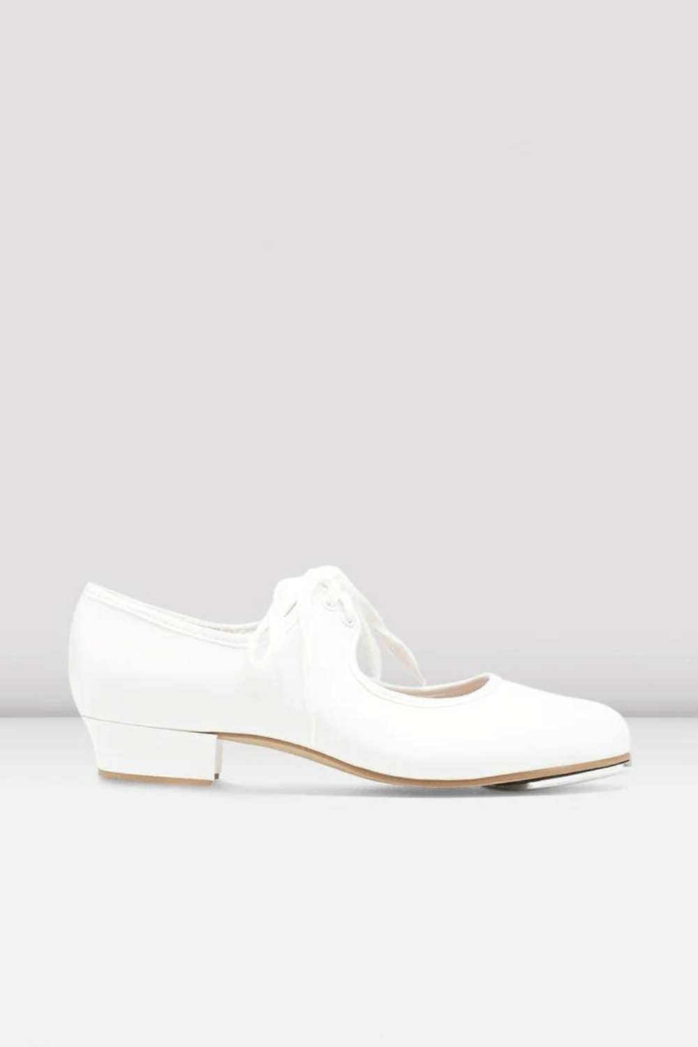 BLOCH Childrens Shirley Tie-Up Tap Shoes, White Synthetic Leather