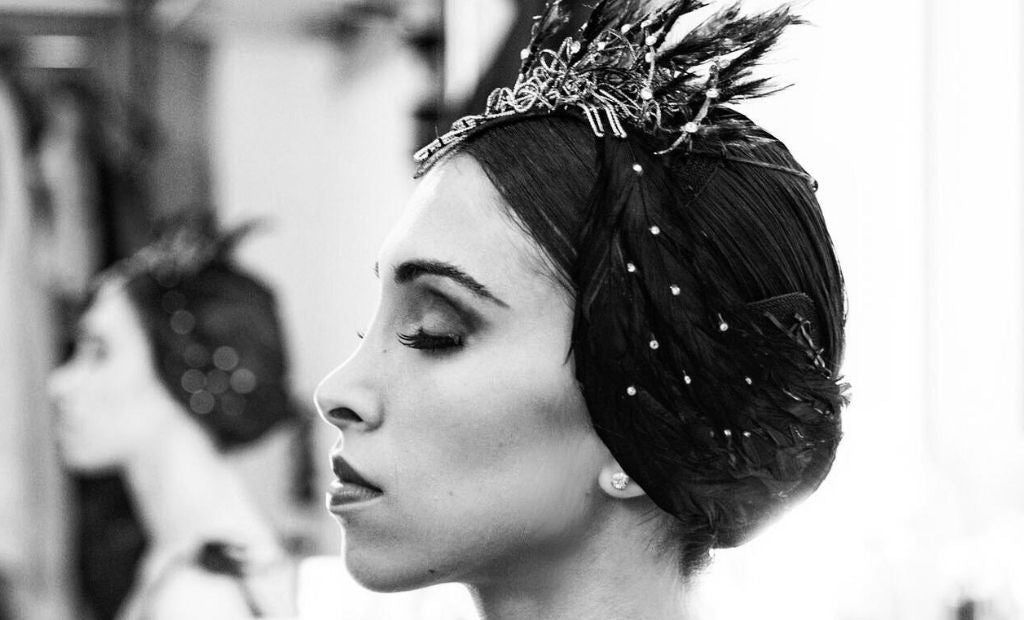 Ballet dancer Yasmine Naghdi in her dressing room getting ready to go stage before a performance