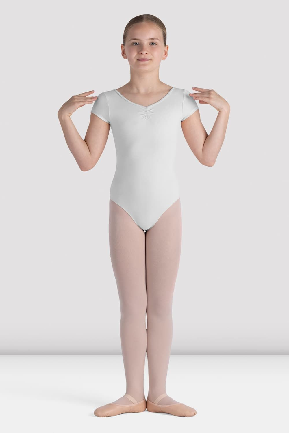 BLOCH Girls Piper Cap Sleeve Leotard, White