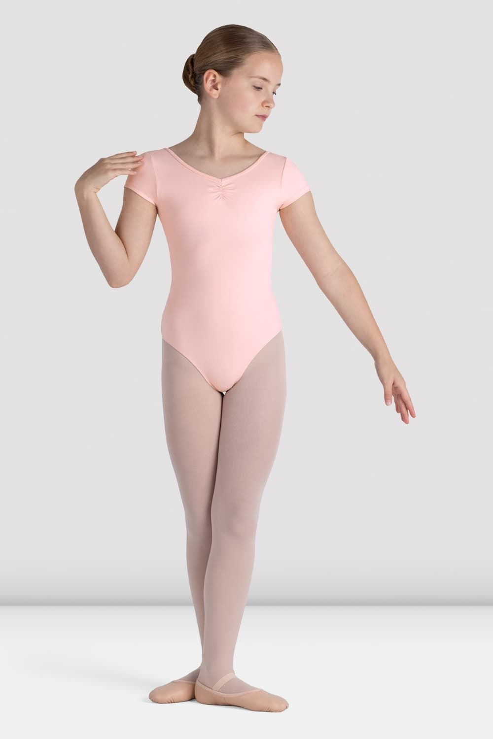 BLOCH Girls Piper Cap Sleeve Leotard, Light Pink