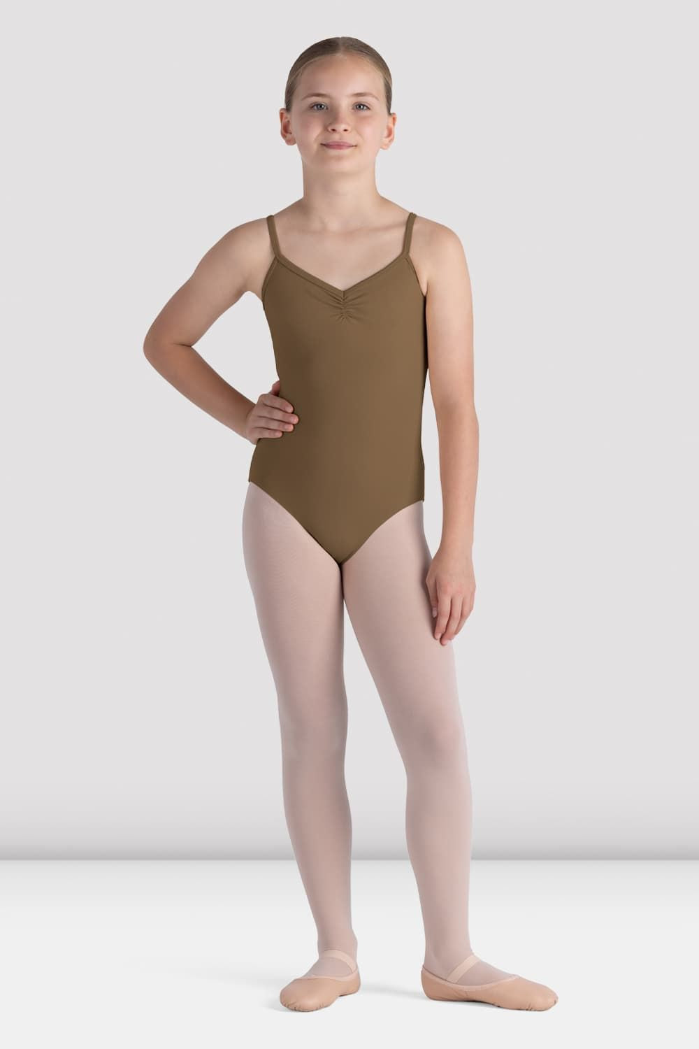 BLOCH Girls Ari Camisole Leotard, Almond