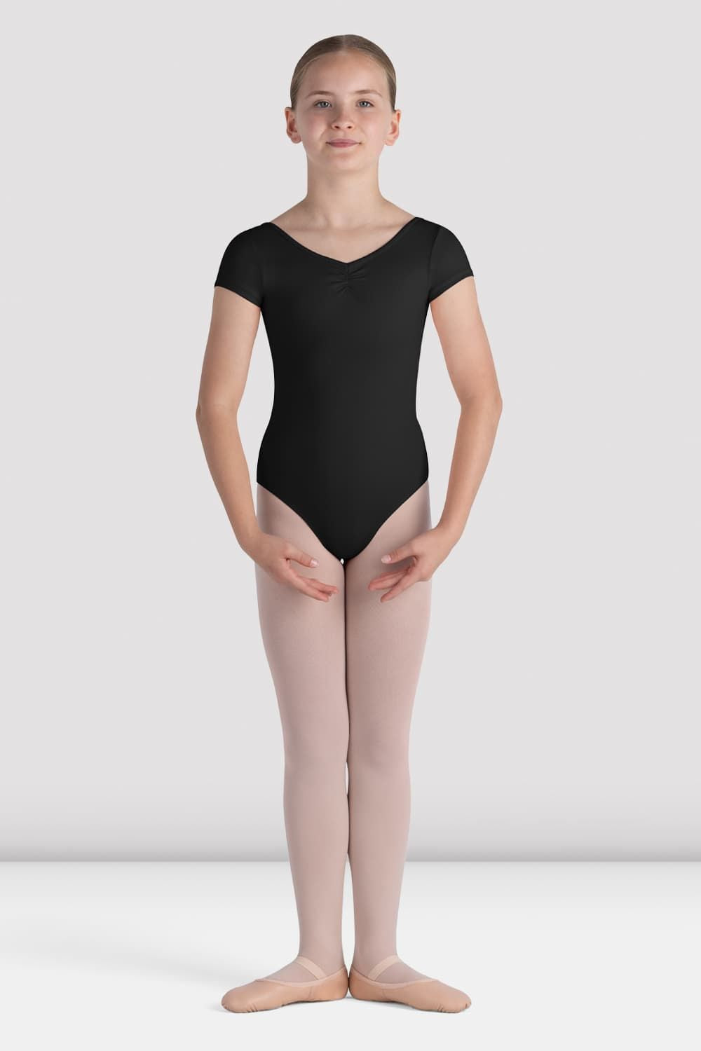 BLOCH Girls Piper Cap Sleeve Leotard, Black