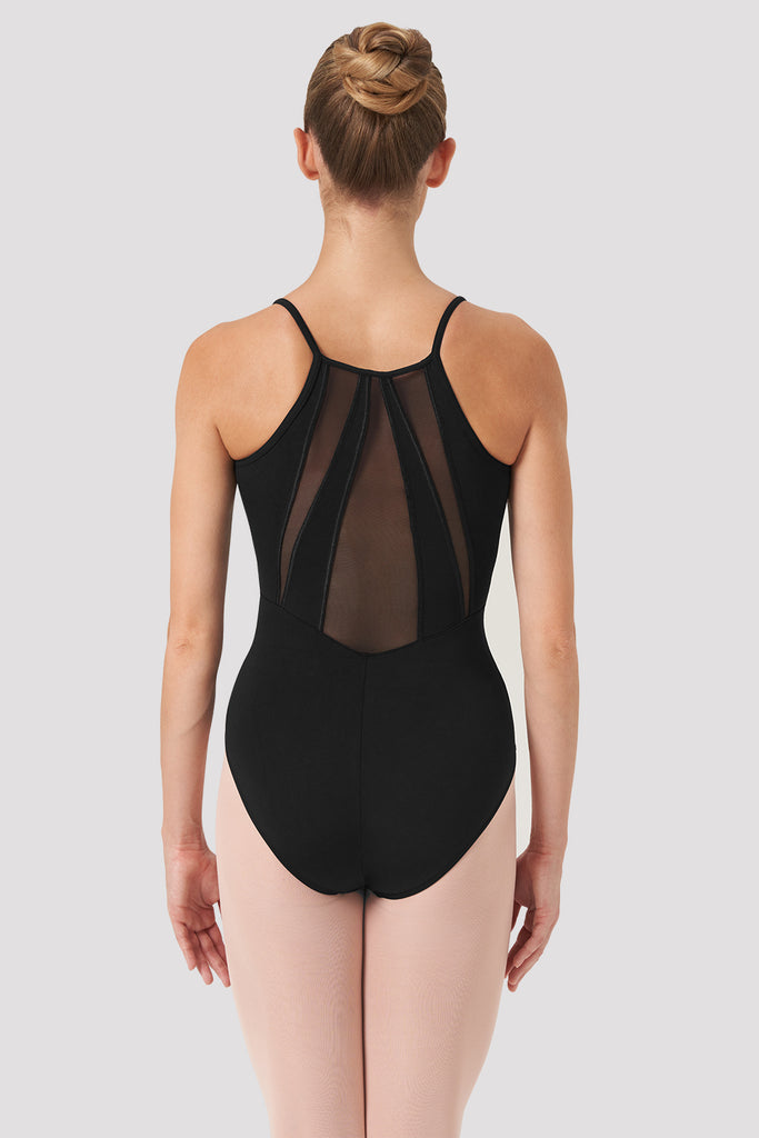 Adult Floral Lace/ Mesh Leotard with V-Back- Sybille – So Danca