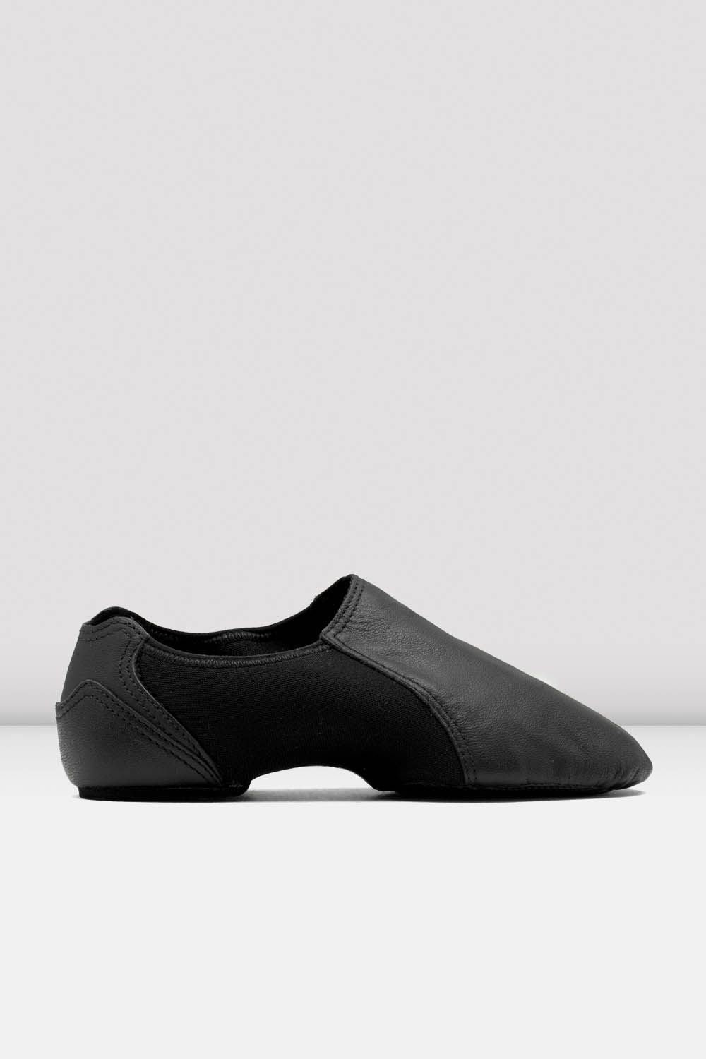 BLOCH Ladies Spark Leather & Neoprene Jazz Shoes, Black Leather