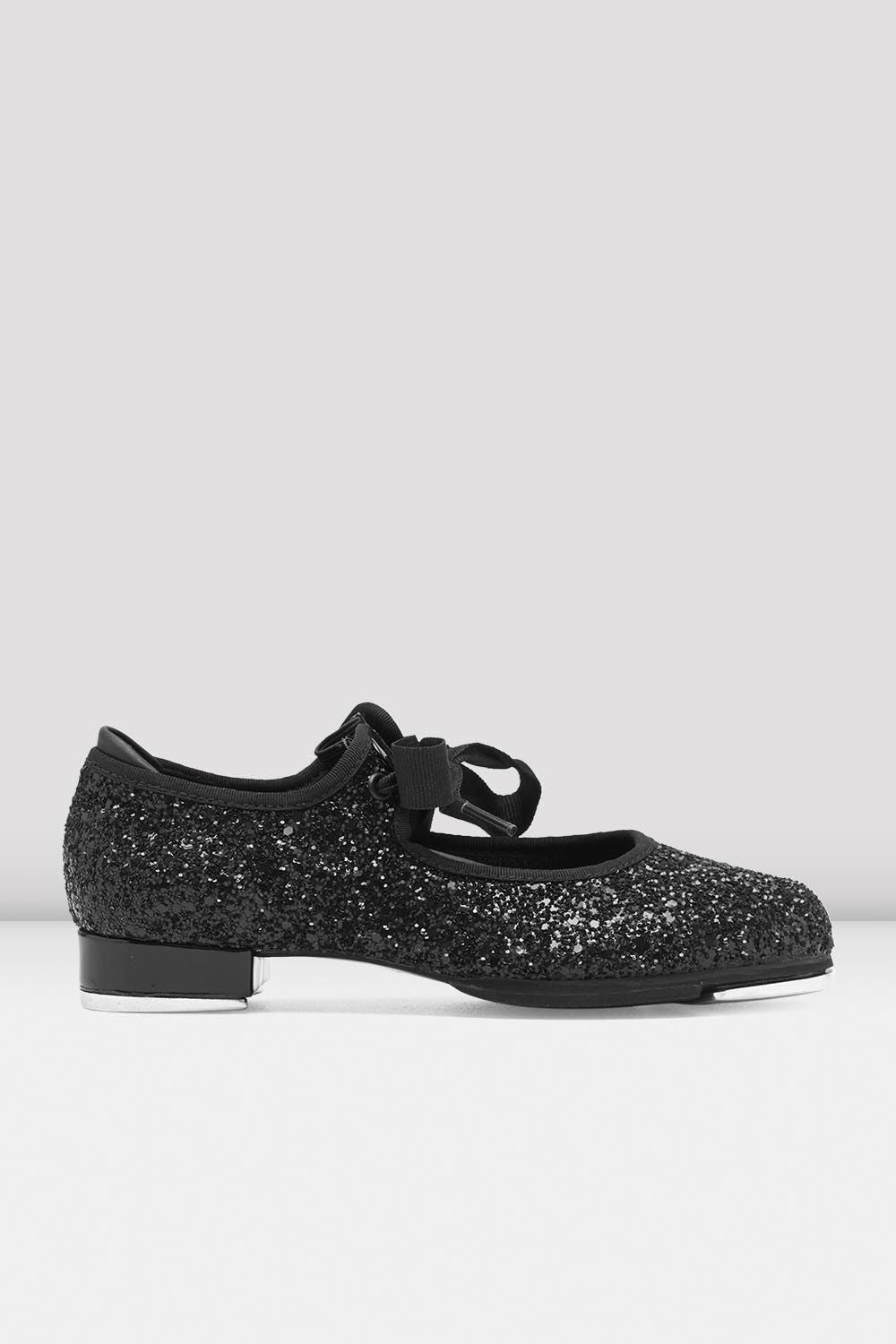 BLOCH Childrens Glitter Tap Shoes, Black Glitter