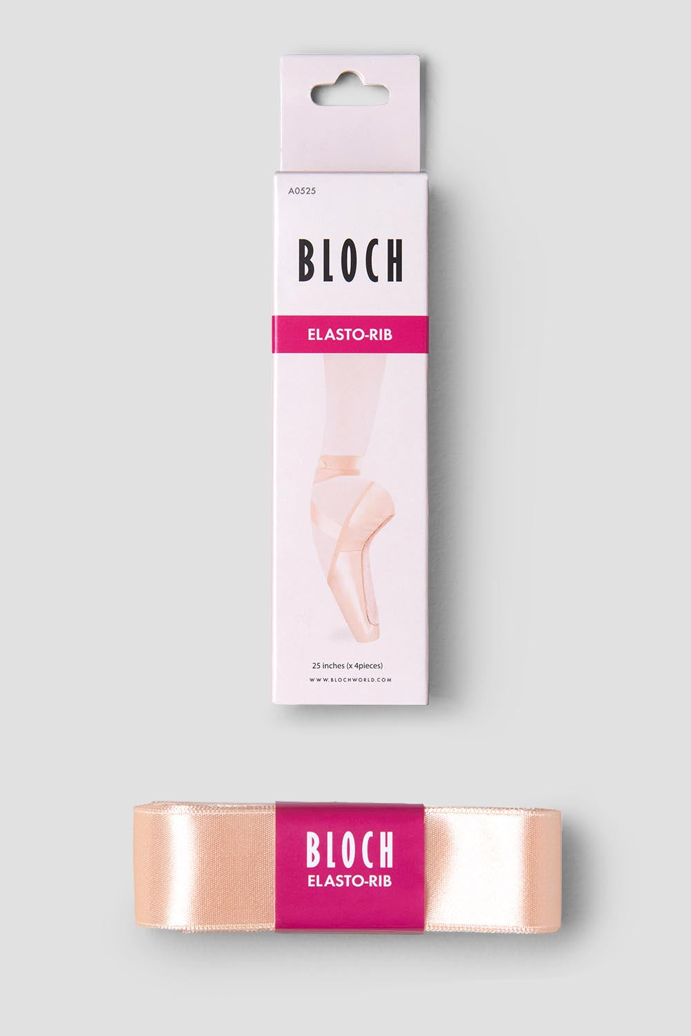 BLOCH Elastorib Pointe Shoe Ribbon, European Pink Satin