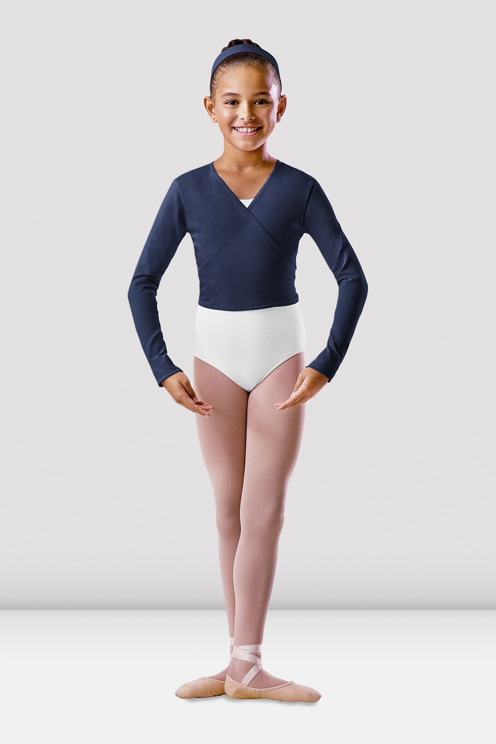 BLOCH Girls Wrap Top, Navy