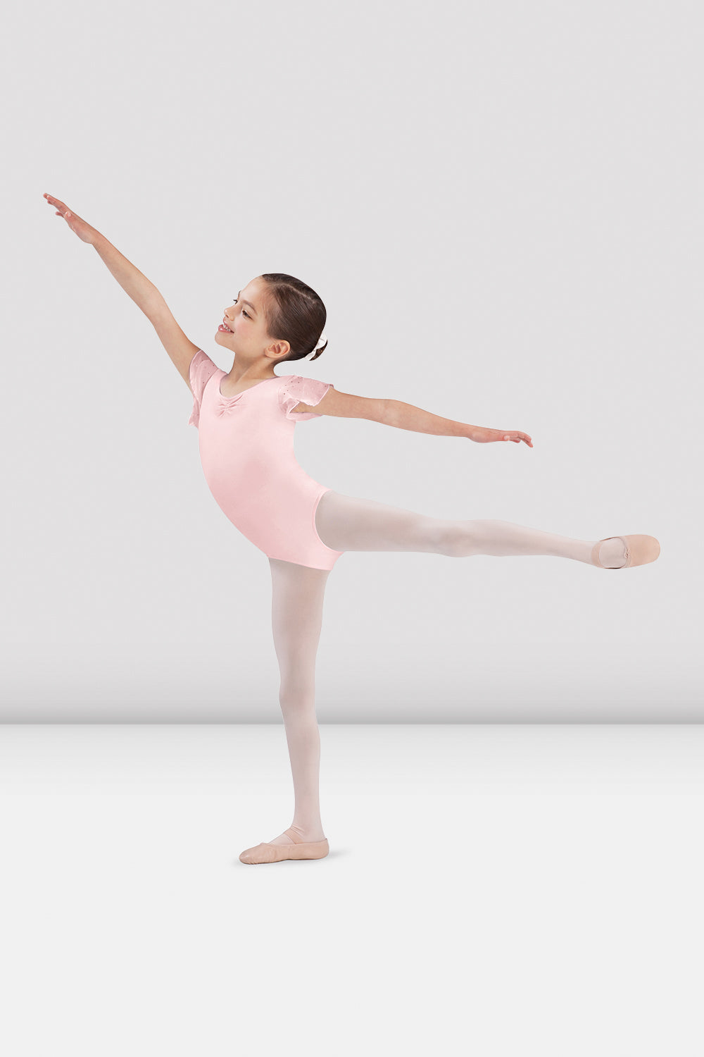 BLOCH Girls Georgette Sequin Leotard, Light Pink