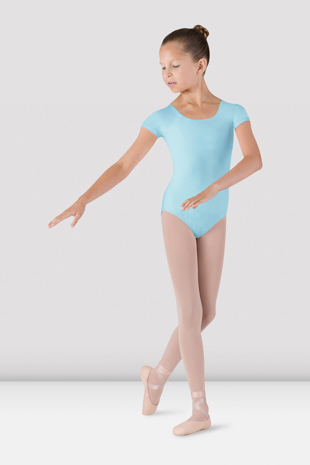 BLOCH Girls Dujour Cap Sleeve Leotard, Pastel Blue