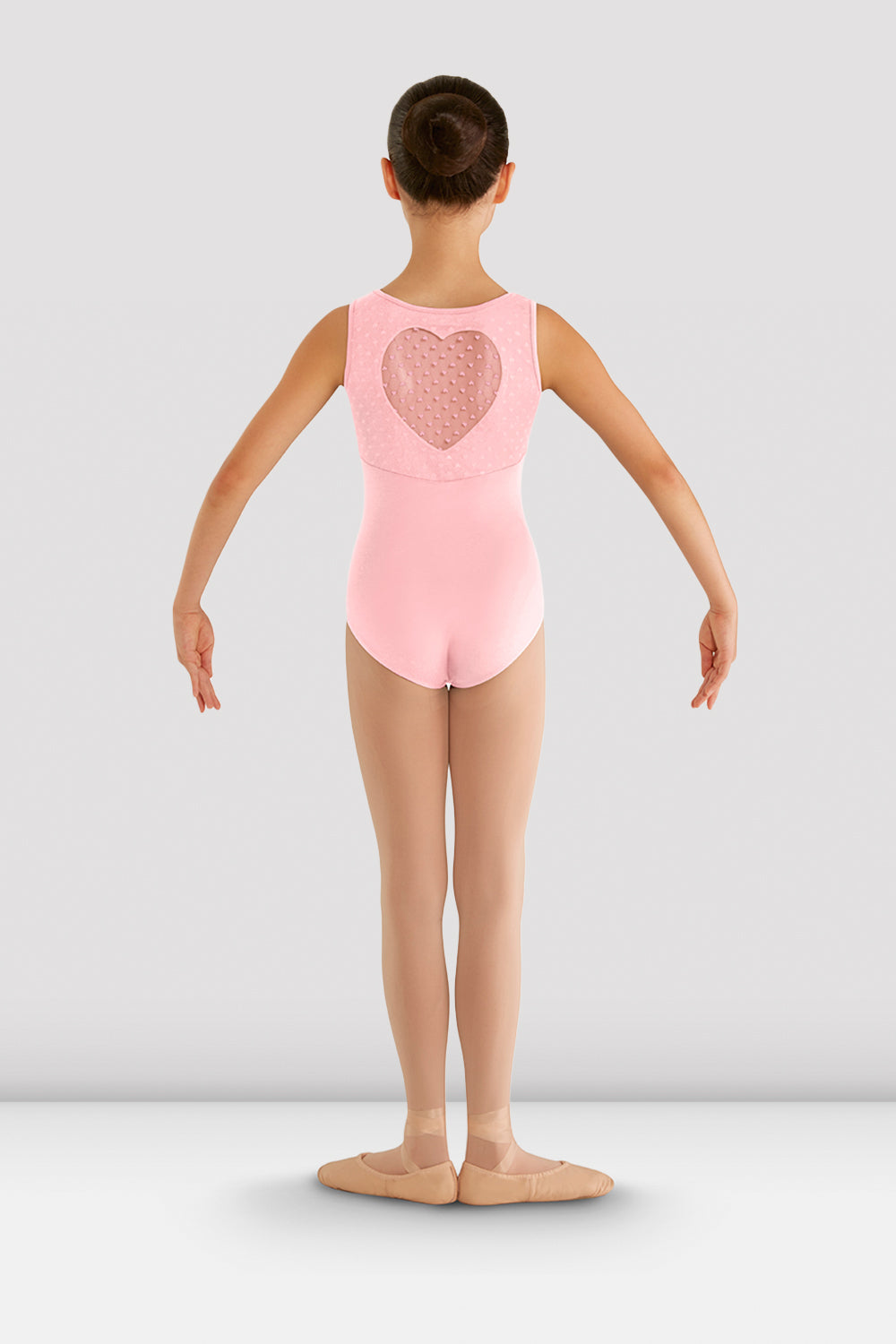 BLOCH Girls Miame Heart Mesh Leotard, Candy Pink