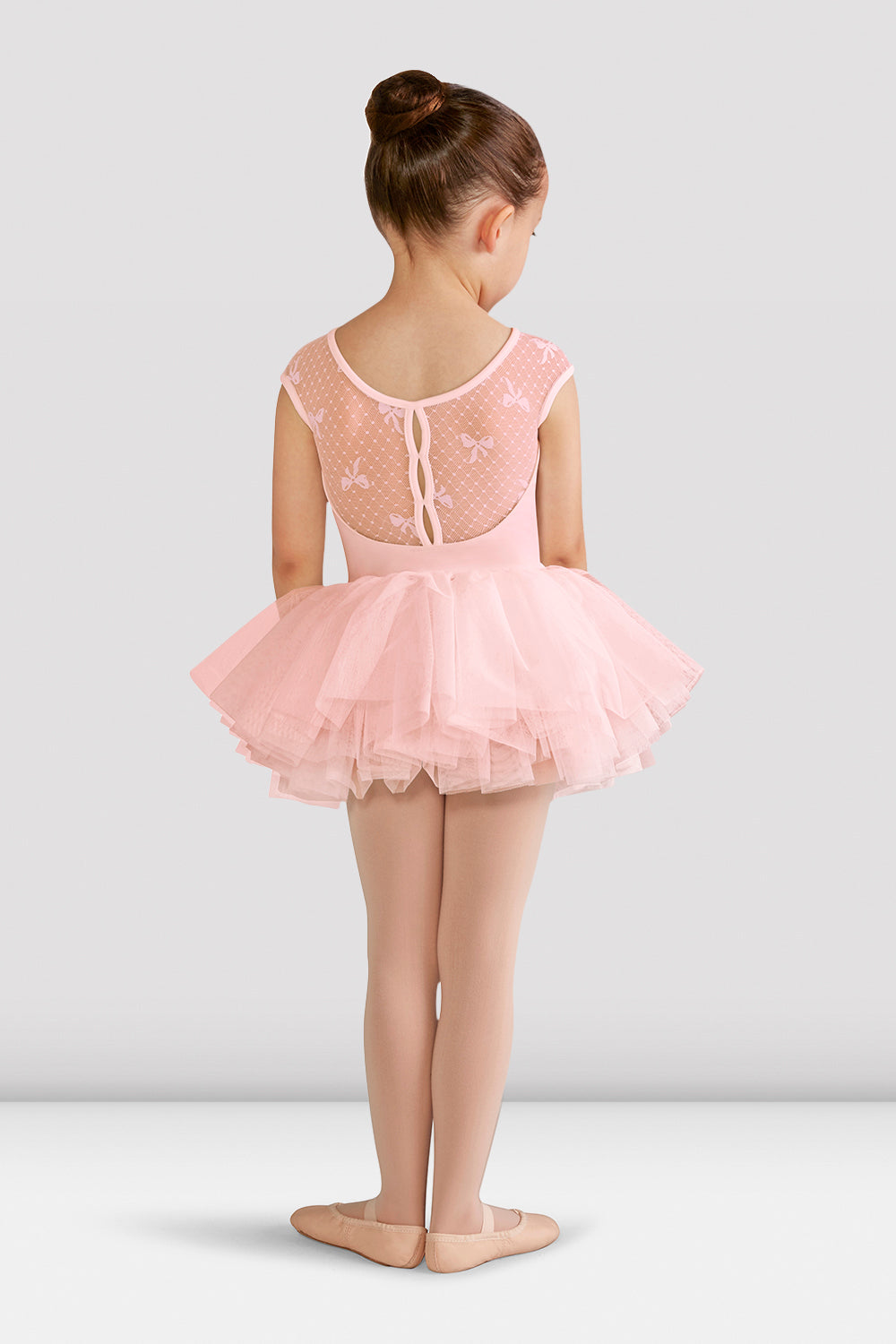 BLOCH Girls Elenore Bow Mesh Tutu Leotard, Candy Pink