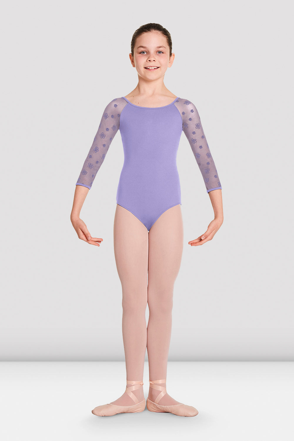 Girls Nalaia Mesh Long Sleeve Leotard 