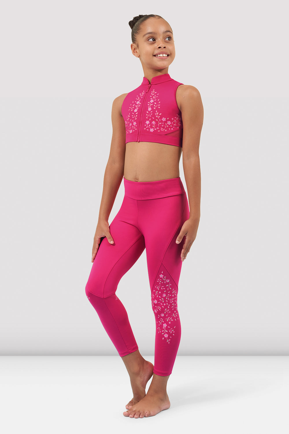 BLOCH Girls Naomi 7/8 Leggings, Hot Pink