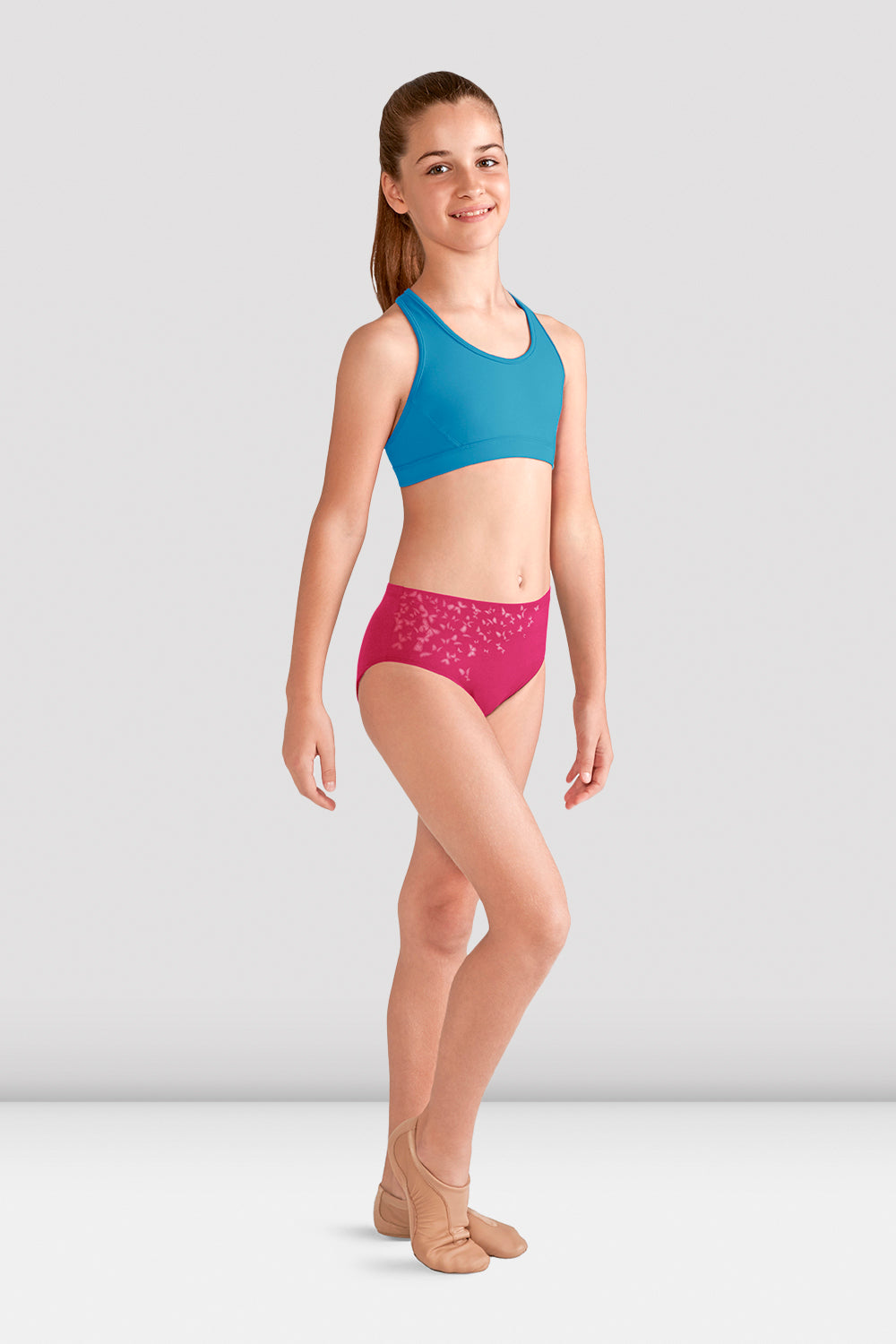 BLOCH Girls Akari Crop Top, Turquoise