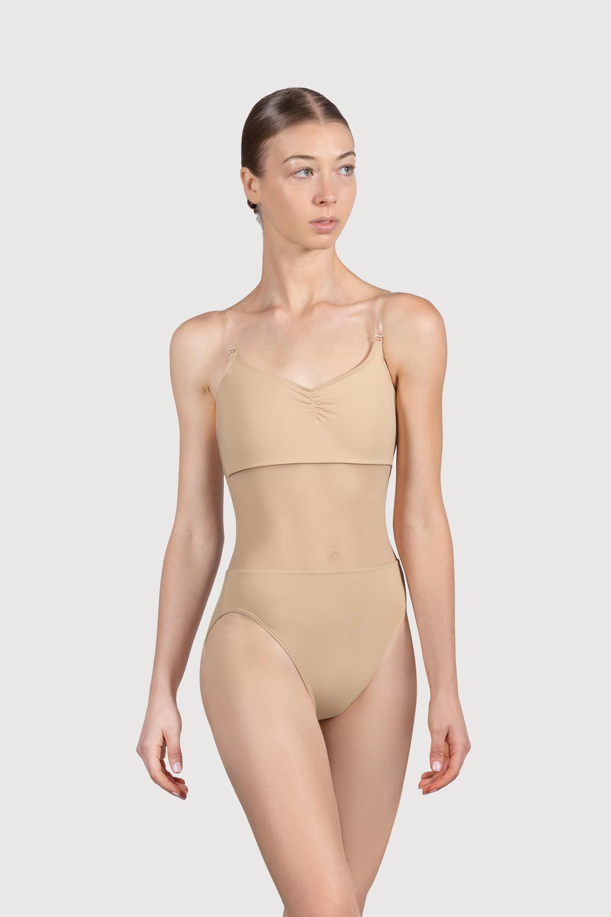 BLOCH Ladies Cordelia Mesh Panel Bodysuit, Sand