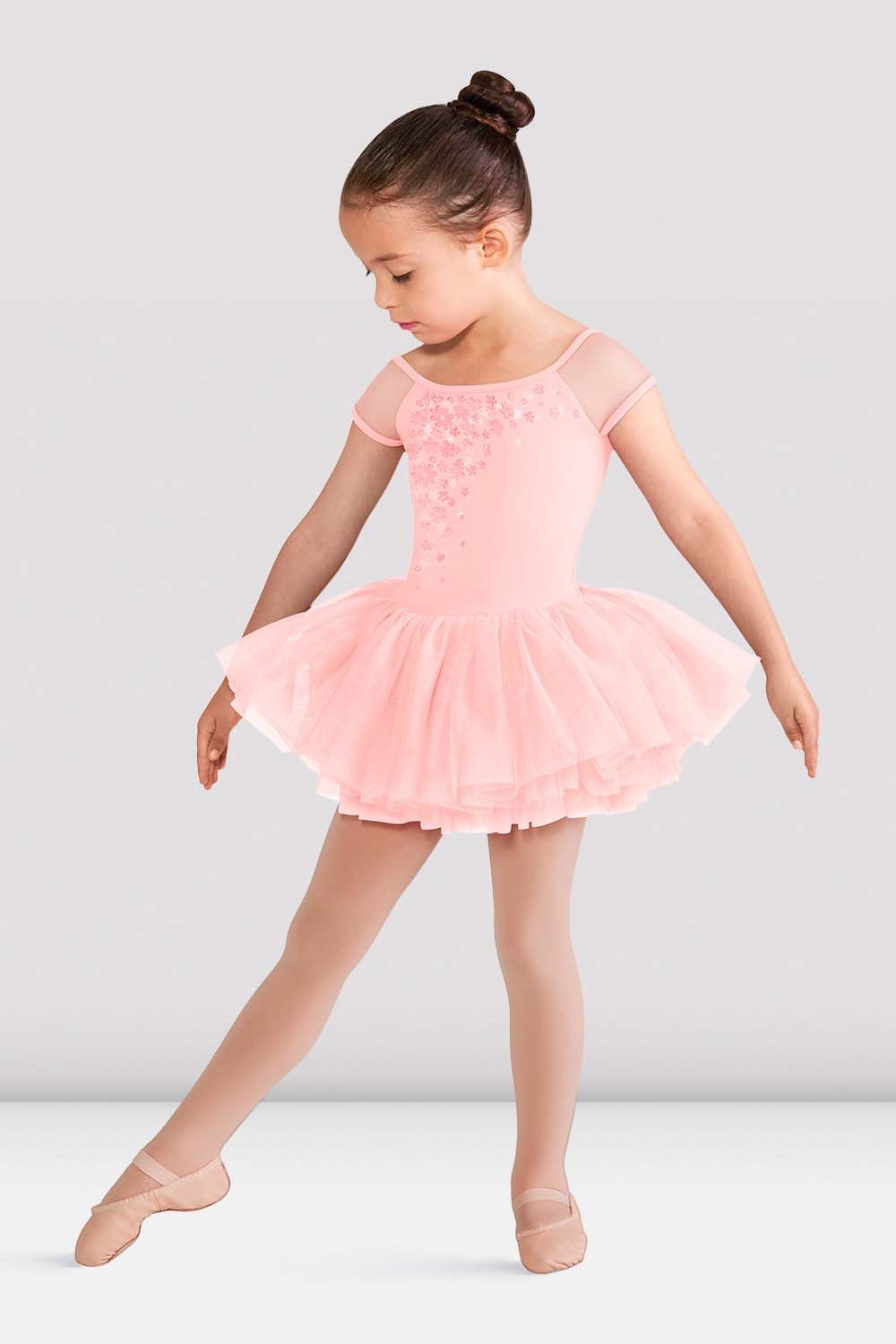 BLOCH Girls Abelle Mesh Tutu Leotard, Pink Blossom