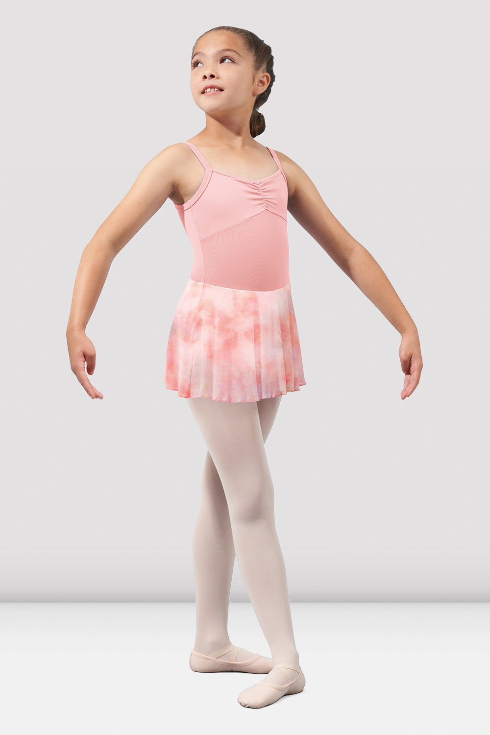 BLOCH Girls Mirella Watercolour Camisole Skirted Leotard, Pink