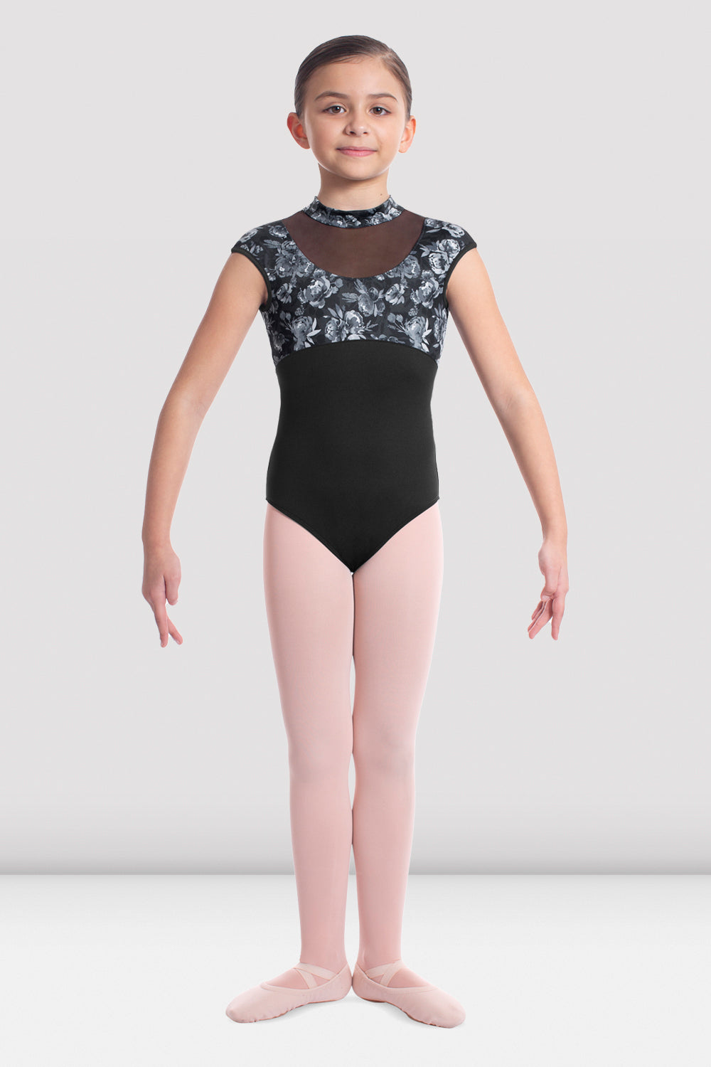 BLOCH Girls Mirella Jardin Mock Neck Leotard, Black