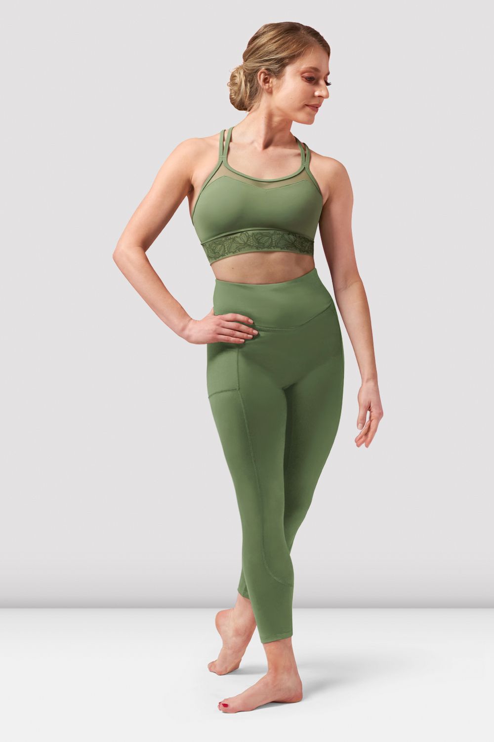 BLOCH Ladies Tasha Panelled Leggings, Sage