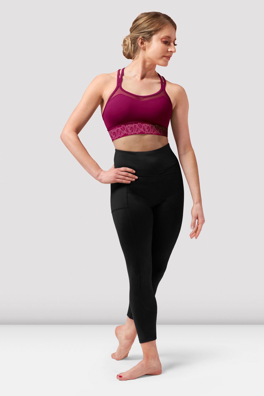 BLOCH Ladies Demi Scoop Neck Crop Top, Cherry