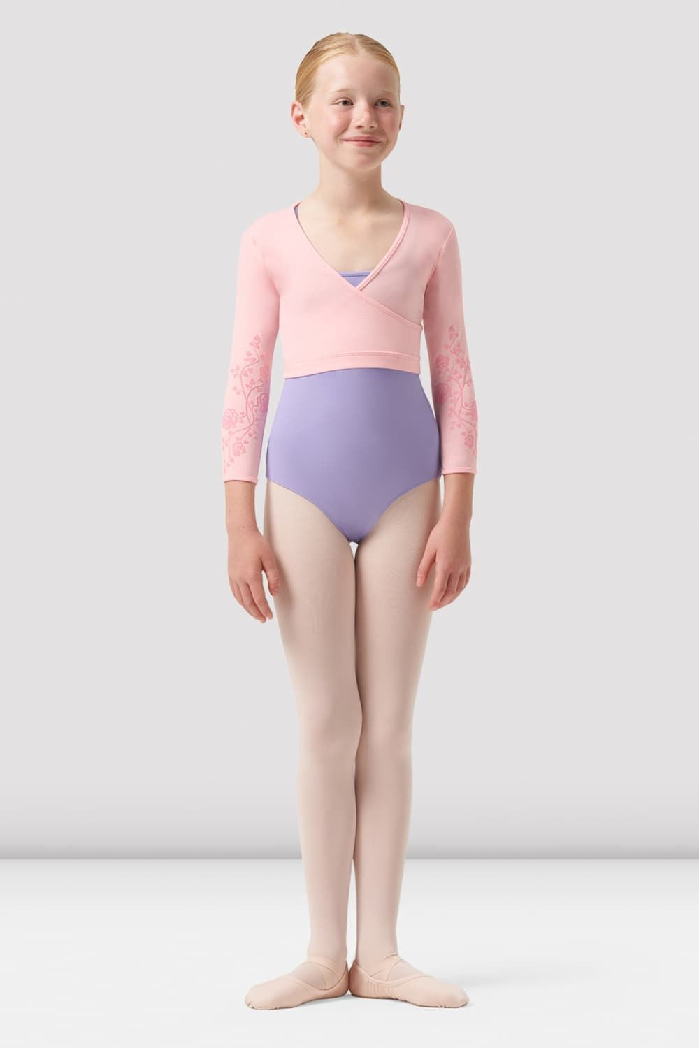 BLOCH Girls Bea Mesh Back Wrap Top, Candy Pink