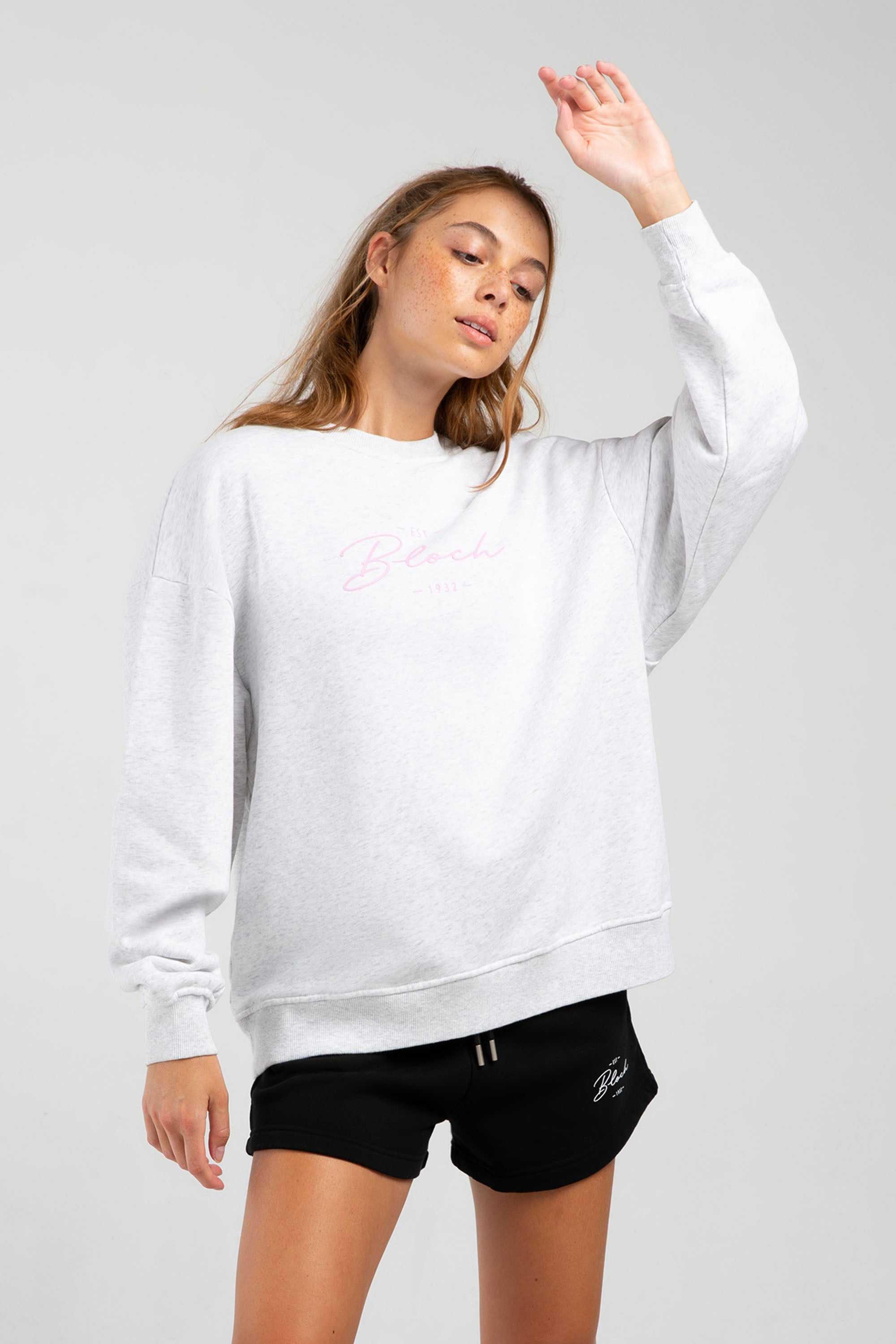 BLOCH Off-Duty Oversized Crew Sweatshirt, Snow Marle