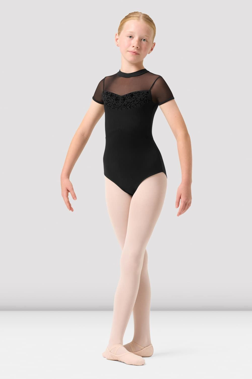 BLOCH Girls Esmey Cap Sleeve Leotard, Black