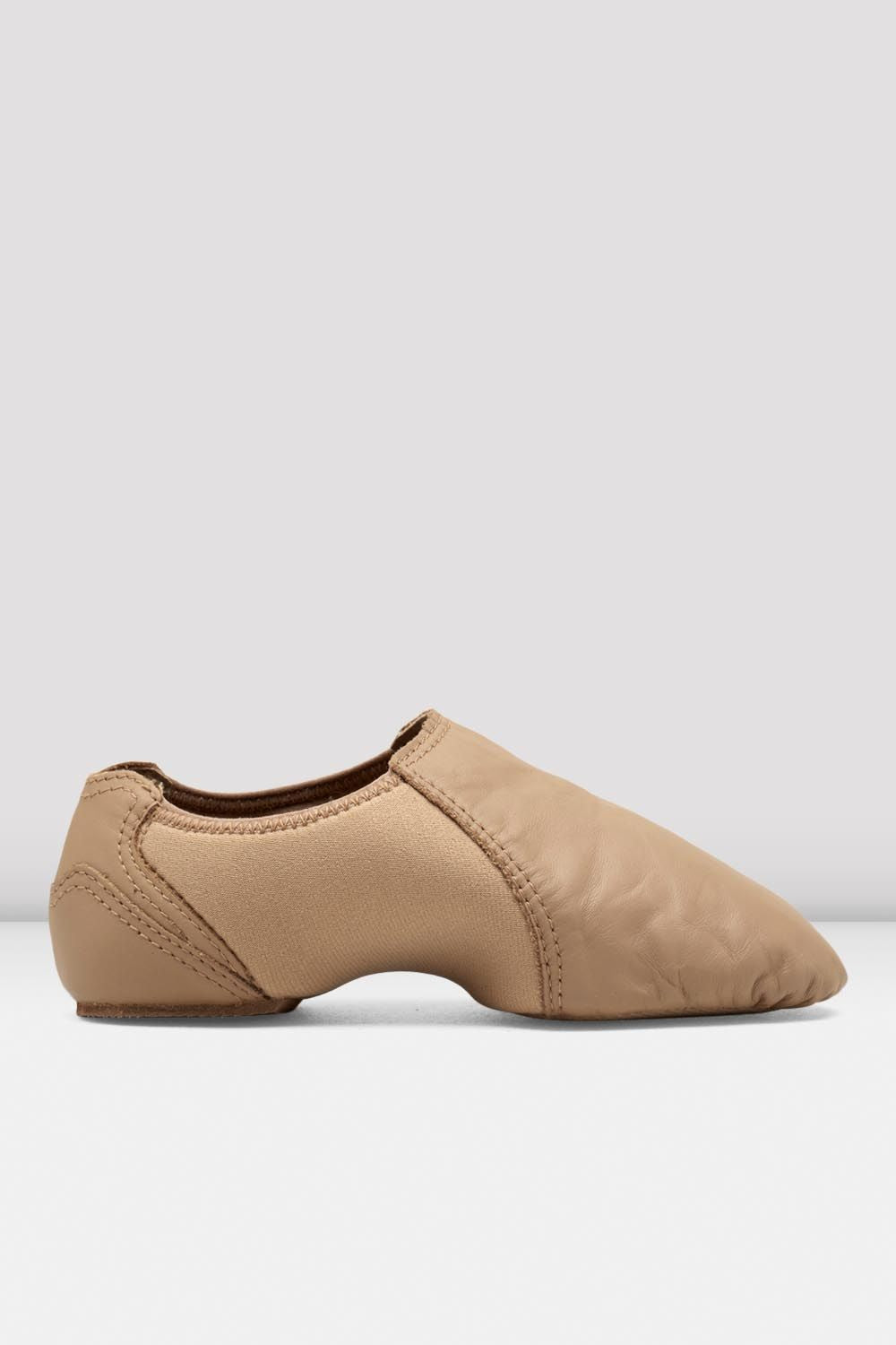 BLOCH Childrens Spark Leather & Neoprene Jazz Shoes, Tan Leather