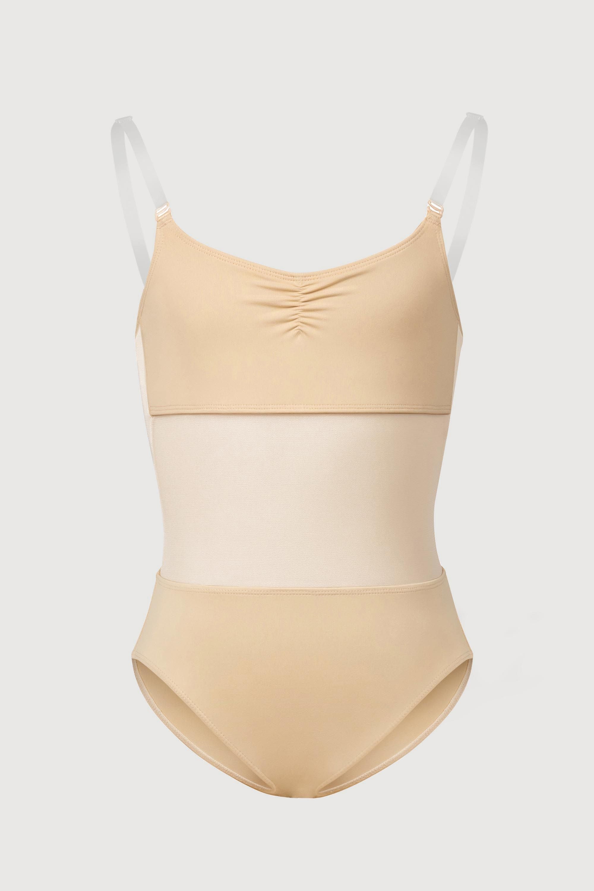 BLOCH Girls Sunna Mesh Panel Bodysuit, Sand