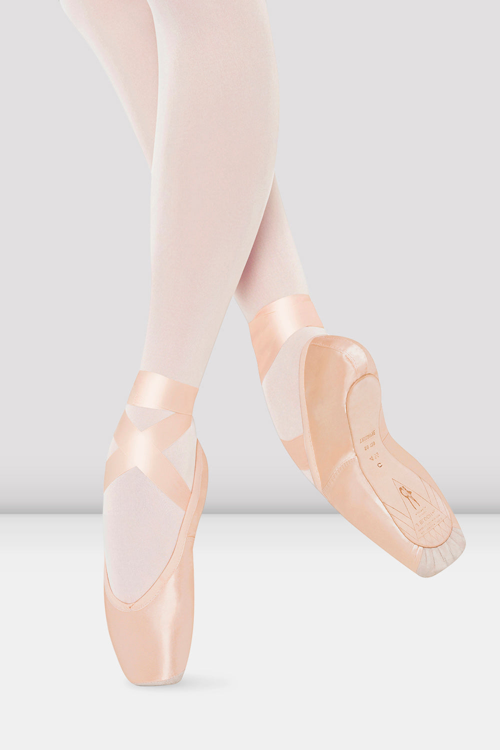 BLOCH Triomphe Suede Toe Cap Pointe Shoes, Pink Satin