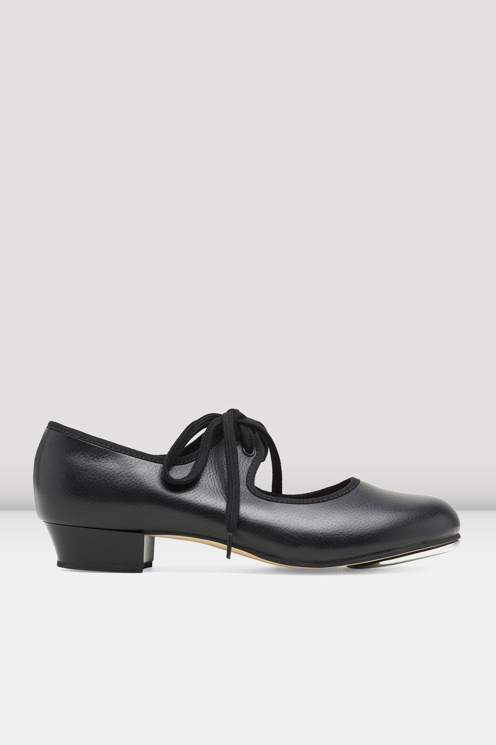 BLOCH Ladies Shirley Tie-Up Tap Shoes, Black Synthetic Leather