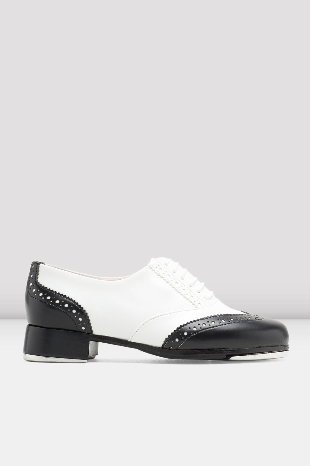BLOCH Ladies Charleston Tap Shoes, White Black Synthetic Leather