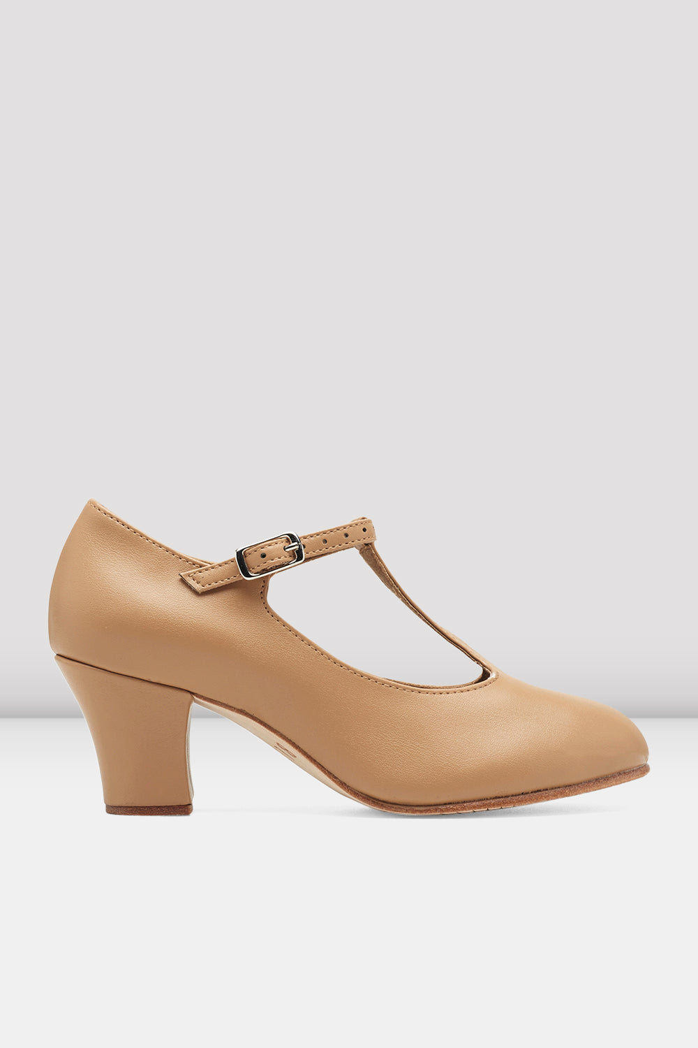 BLOCH Ladies Roxie Character Shoes, Tan Synthetic Leather