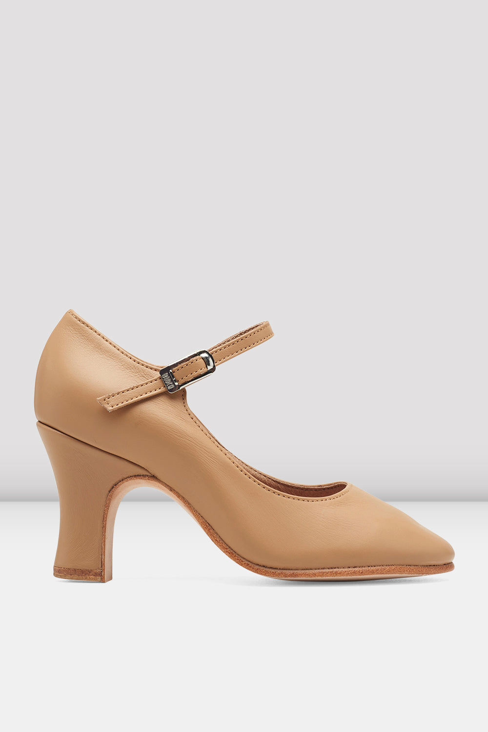 BLOCH Ladies Chord Ankle Strap Leather Character Shoes, Tan Leather