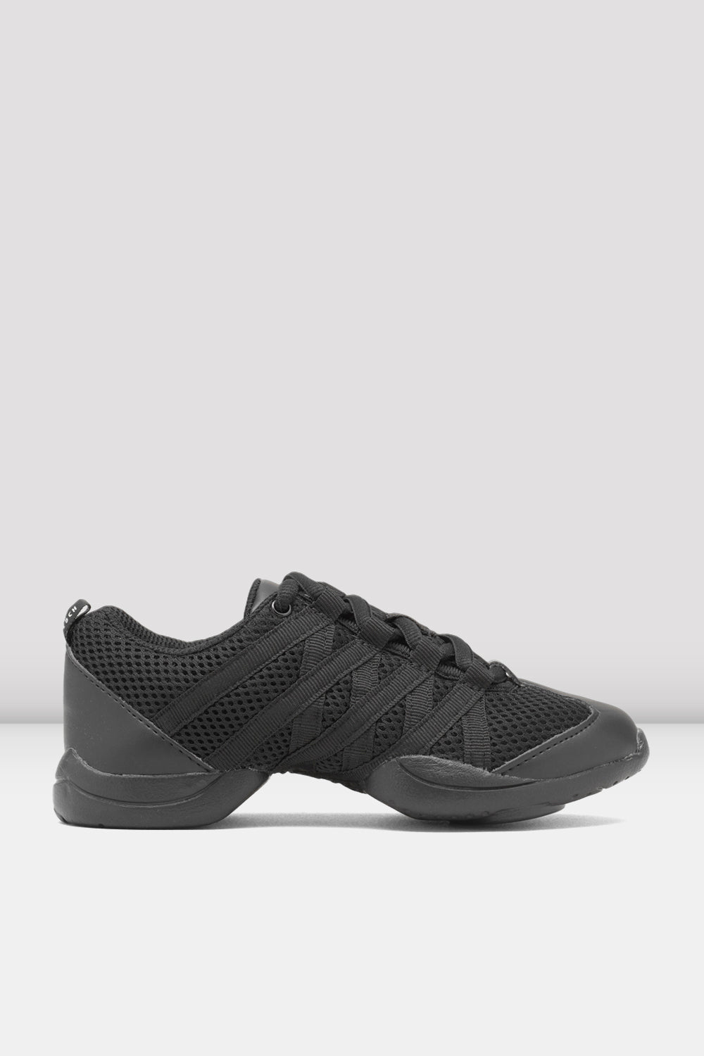 BLOCH Mens Criss Cross Split Sole Dance Sneakers, Black Mesh Leather